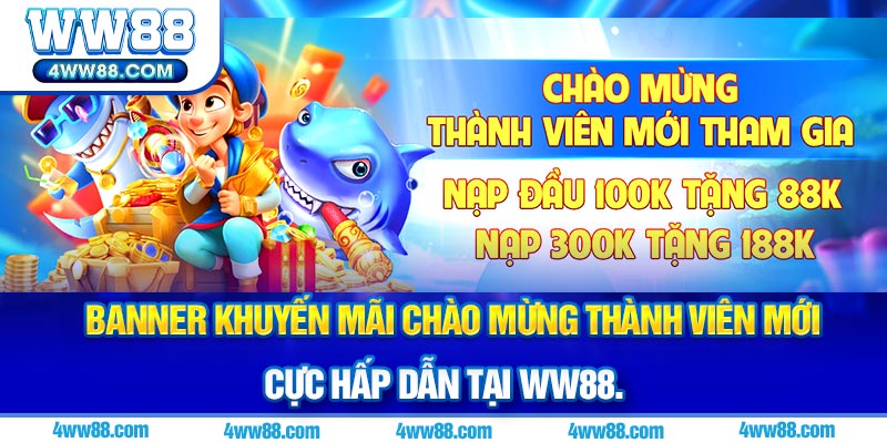 Banner khuyến mãi chào mừng thành viên mới cực hấp dẫn tại WW88.
